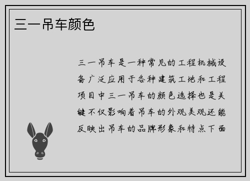 三一吊车颜色