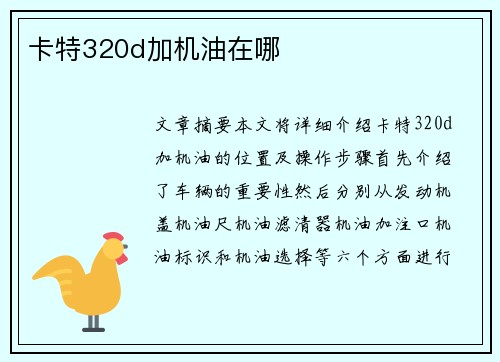 卡特320d加机油在哪